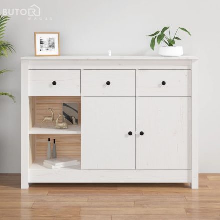 vidaXL fehér tömör fenyőfa tálalószekrény 100x35x74 cm