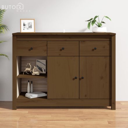 vidaXL mézbarna tömör fenyőfa tálalószekrény 100x35x74 cm