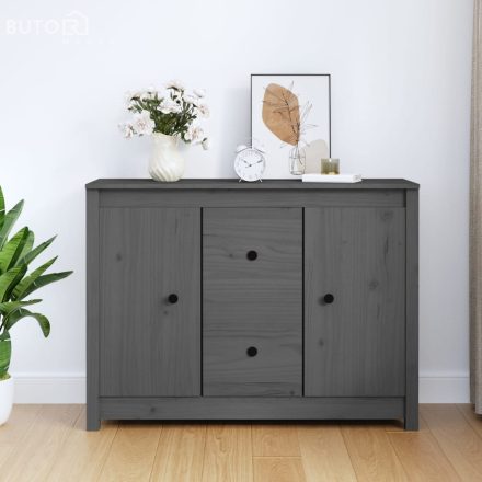 vidaXL szürke tömör fenyőfa tálalószekrény 100 x 35 x 74 cm