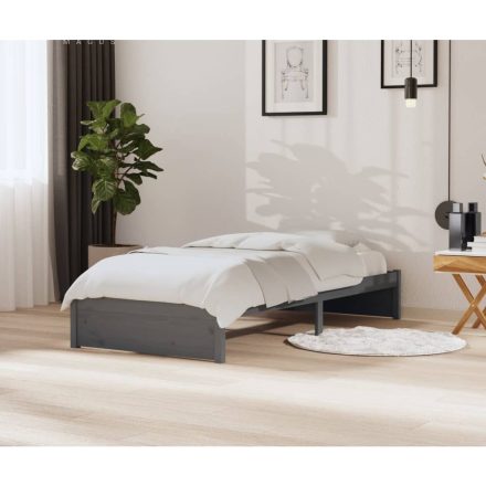 vidaXL szürke tömör fa ágykeret 90 x 200 cm