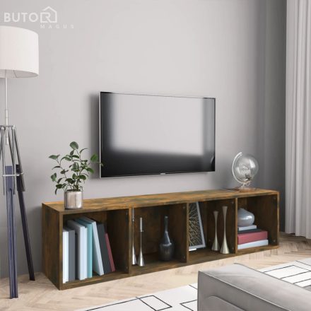 vidaXL füstös tölgy színű szerelt fa könyv-/TV-szekrény 143x30x36 cm