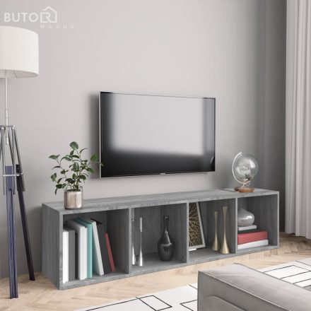 vidaXL szürke sonoma színű szerelt fa könyv-/TV-szekrény 143x30x36 cm
