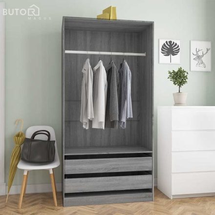 vidaXL szürke sonoma színű szerelt fa ruhásszekrény 100 x 50 x 200 cm