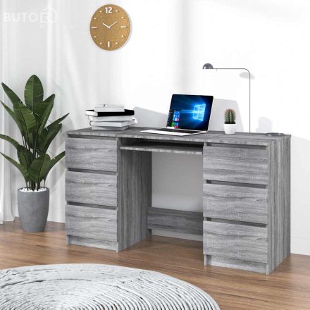 vidaXL szürke sonoma színű szerelt fa íróasztal 140 x 50 x 77 cm