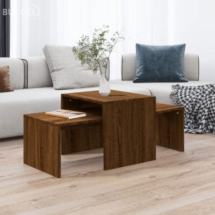 vidaXL barna tölgyszínű szerelt fa dohányzóasztalszett 100x48x40 cm