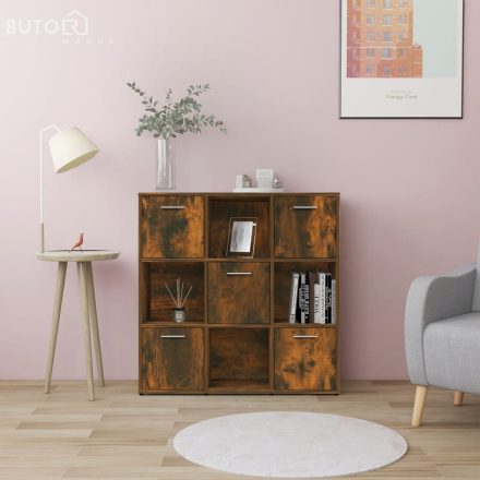 vidaXL füstös tölgyszínű szerelt fa könyvszekrény 90 x 30 x 90 cm