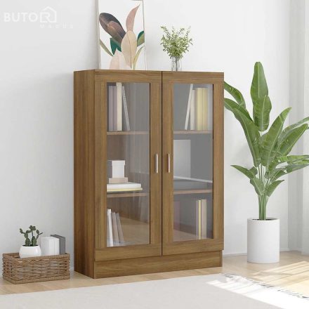 vidaXL barna tölgyszínű szerelt fa vitrinszekrény 82,5x30,5x115 cm