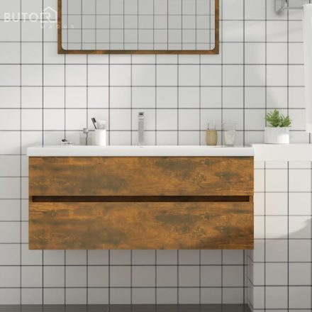 vidaXL füstös tölgy színű szerelt fa mosdószekrény 100 x 38,5 x 45 cm