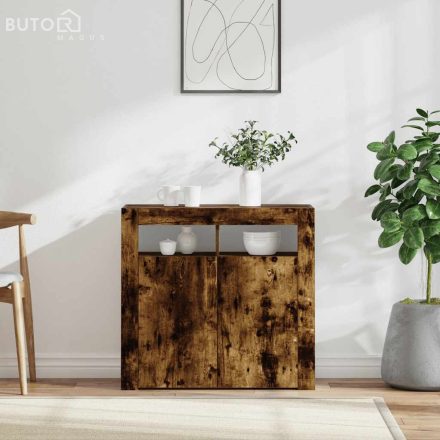 vidaXL füstös tölgy színű tálalószekrény LED-ekkel 80 x 35 x 75 cm