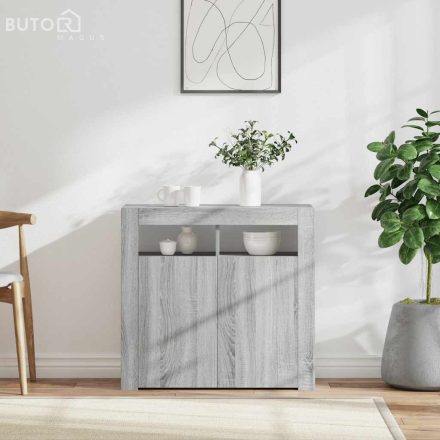 vidaXL szürke sonoma tálalószekrény LED-világítással 80 x 35 x 75 cm