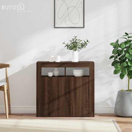 vidaXL barna tölgyszínű tálalószekrény LED-ekkel 80 x 35 x 75 cm