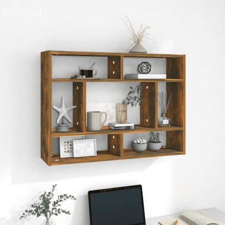 vidaXL füstös tölgy színű szerelt fa fali polc 75x16x55 cm