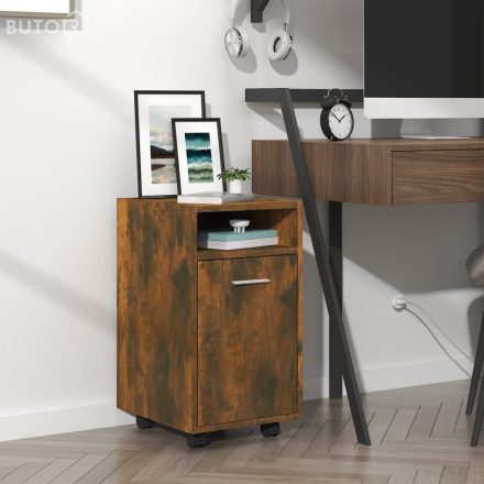 vidaXL füstös tölgy színű szerelt fa kisszekrény kerekes 33x38x60 cm