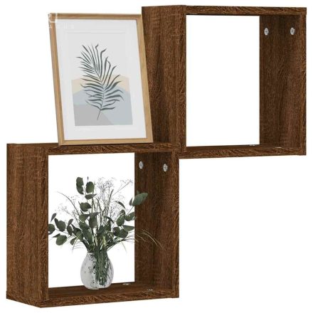 vidaXL 2 db barna tölgy színű fali kockapolc 30 x 15 x 30 cm