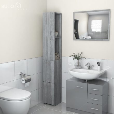 vidaXL szürke sonoma színű szerelt fa fürdőszobaszekrény 25x26,5x170cm