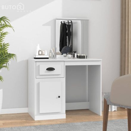 vidaXL fehér szerelt fa fésülködő asztal tükörrel 90x50x132,5 cm