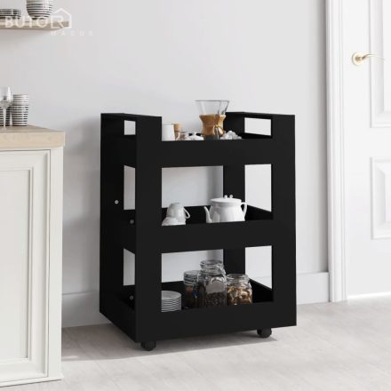 vidaXL fekete szerelt fa zsúrkocsi 60 x 45 x 80 cm