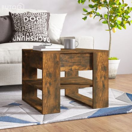 vidaXL füstös tölgy színű szerelt fa dohányzóasztal 55,5 x 55 x 45 cm