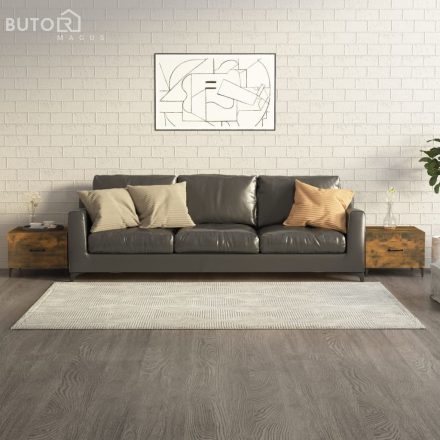 vidaXL 2 db füstös tölgy színű dohányzóasztal fém lábakkal 50x50x40 cm