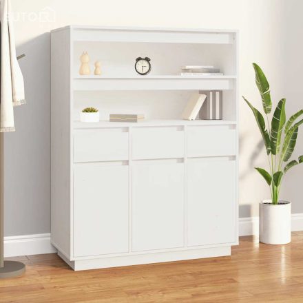 vidaXL fehér tömör fenyőfa magasszekrény 89x40x116,5 cm