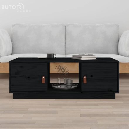 vidaXL fekete tömör fenyőfa dohányzóasztal 100 x 100 x 40 cm