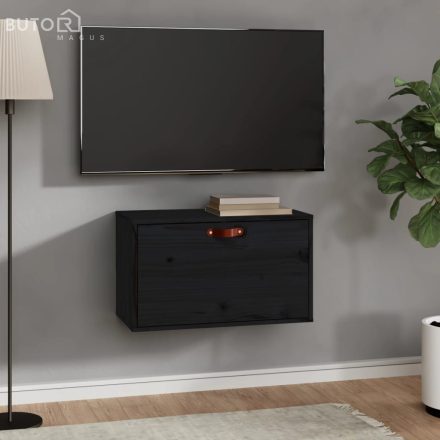 vidaXL fekete tömör fenyőfa faliszekrény 60 x 30 x 35 cm