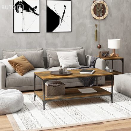 vidaXL füstös tölgy színű szerelt fa dohányzóasztal 80 x 50 x 40 cm