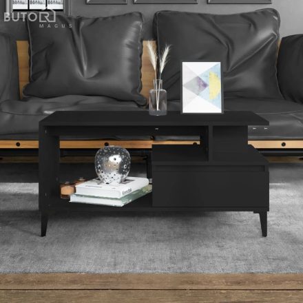 vidaXL fekete szerelt fa dohányzóasztal 90 x 49 x 45 cm