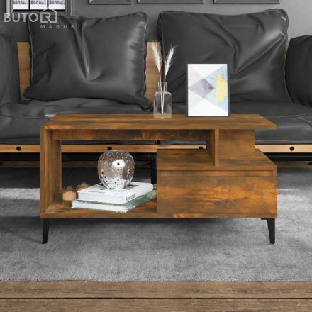 vidaXL füstös tölgy színű szerelt fa dohányzóasztal 90x49x45 cm