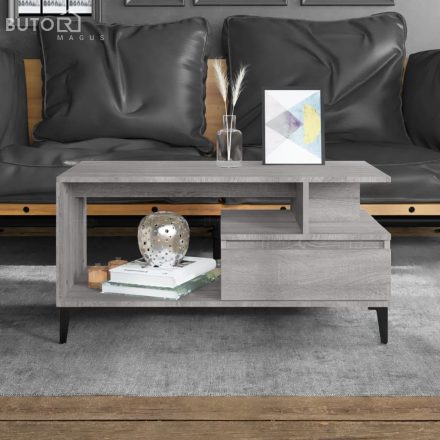 vidaXL szürke sonoma szerelt fa dohányzóasztal 90x49x45 cm