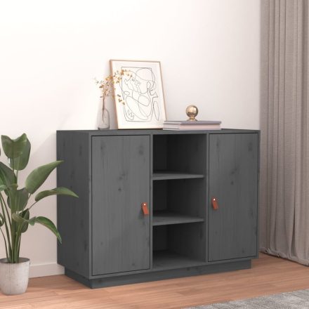 vidaXL szürke tömör fenyőfa tálalószekrény 100 x 40 x 75 cm