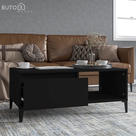 vidaXL fekete szerelt fa dohányzóasztal 90x50x36,5 cm
