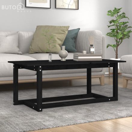 vidaXL fekete tömör fenyőfa dohányzóasztal 110 x 55 x 45 cm
