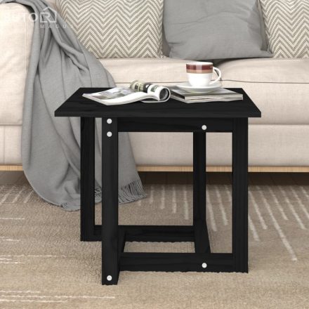 vidaXL fekete tömör fenyőfa dohányzóasztal 50 x 50 x 45 cm