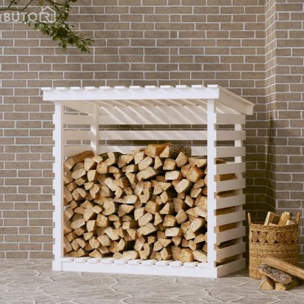 vidaXL fehér tömör fenyőfa tűzifatartó állvány 108 x 73 x 108 cm