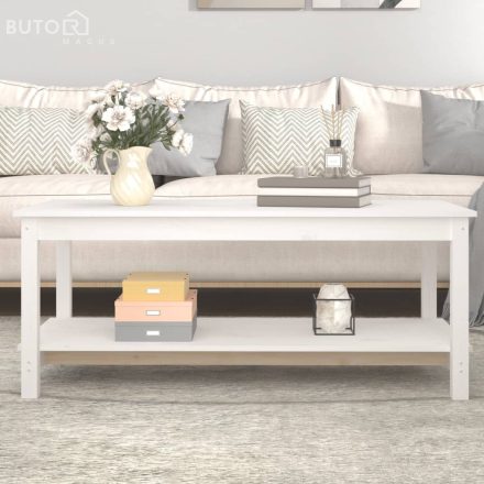 vidaXL fehér tömör fenyőfa dohányzóasztal 110 x 55 x 45 cm