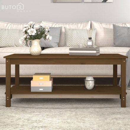 vidaXL mézbarna tömör fenyőfa dohányzóasztal 110 x 55 x 45 cm