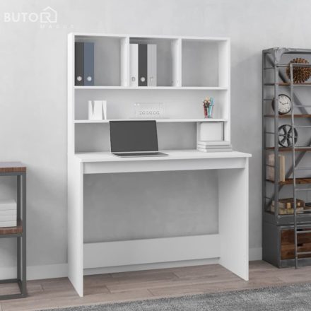 vidaXL fehér szerelt fa íróasztal polcokkal 102 x 45 x 148 cm