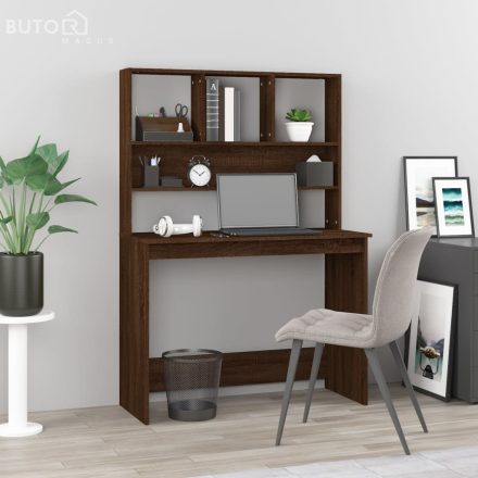 vidaXL barna tölgy szerelt fa íróasztal polcokkal 102 x 45 x 148 cm