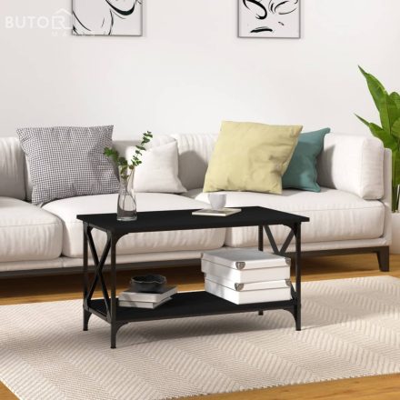 vidaXL fekete szerelt fa és vas dohányzóasztal 80 x 45 x 45 cm