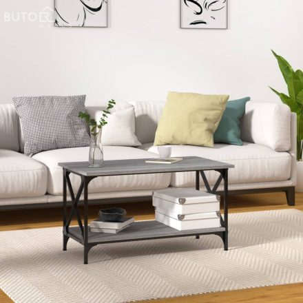 vidaXL szürke sonoma szerelt fa és vas dohányzóasztal 80 x 45 x 45 cm