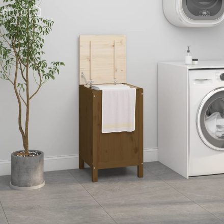 vidaXL mézbarna tömör fenyőfa szennyestartó láda 44 x 44 x 76 cm
