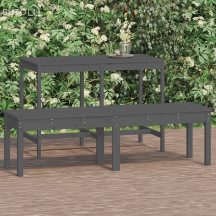 vidaXL 2 személyes szürke tömör fenyőfa kerti pad 159,5x44x45 cm