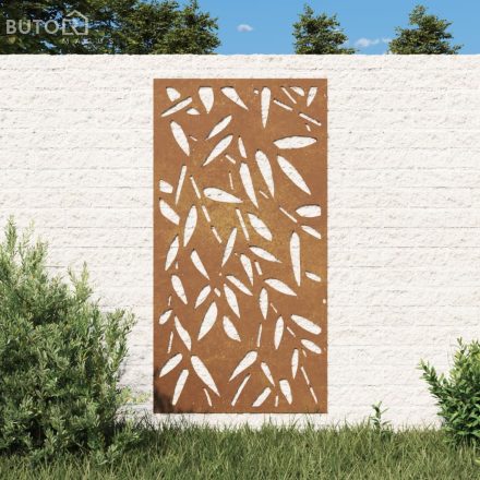 vidaXL bambuszlevél-mintás corten acél kerti faldísz 105 x 55 cm
