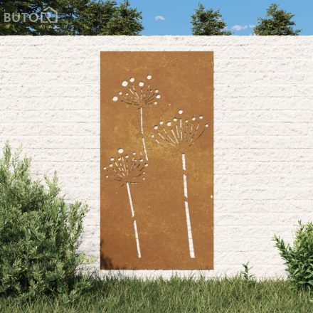 vidaXL virágmintás corten acél kerti faldísz 105 x 55 cm