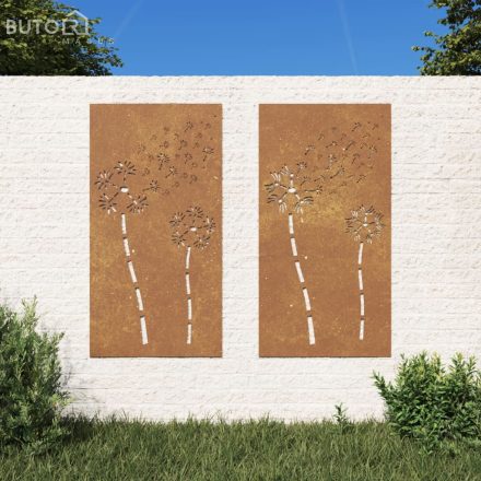 vidaXL 2 db virágmintás corten acél kerti faldísz 105 x 55 cm