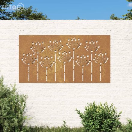 vidaXL virágmintás corten acél kerti faldísz 105 x 55 cm