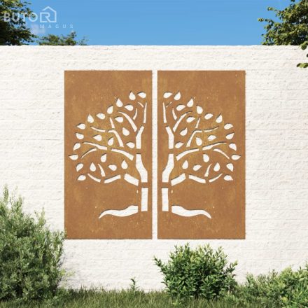 vidaXL 2 db famintás corten acél kerti faldísz 105 x 55 cm