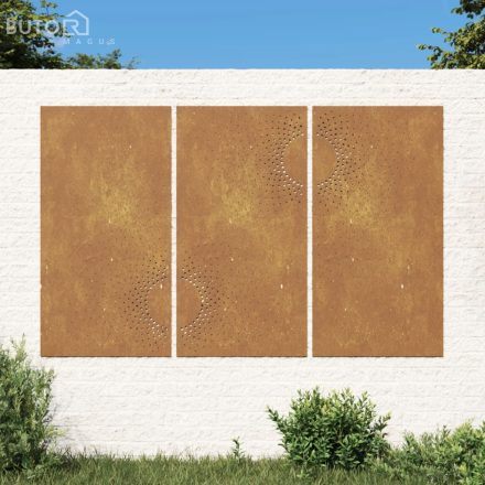 vidaXL 3 db napmintás corten acél kerti faldísz 105 x 55 cm
