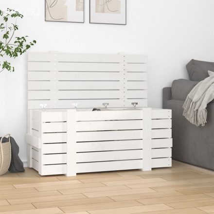vidaXL fehér tömör fenyőfa tárolóláda 91 x 40,5 x 42 cm